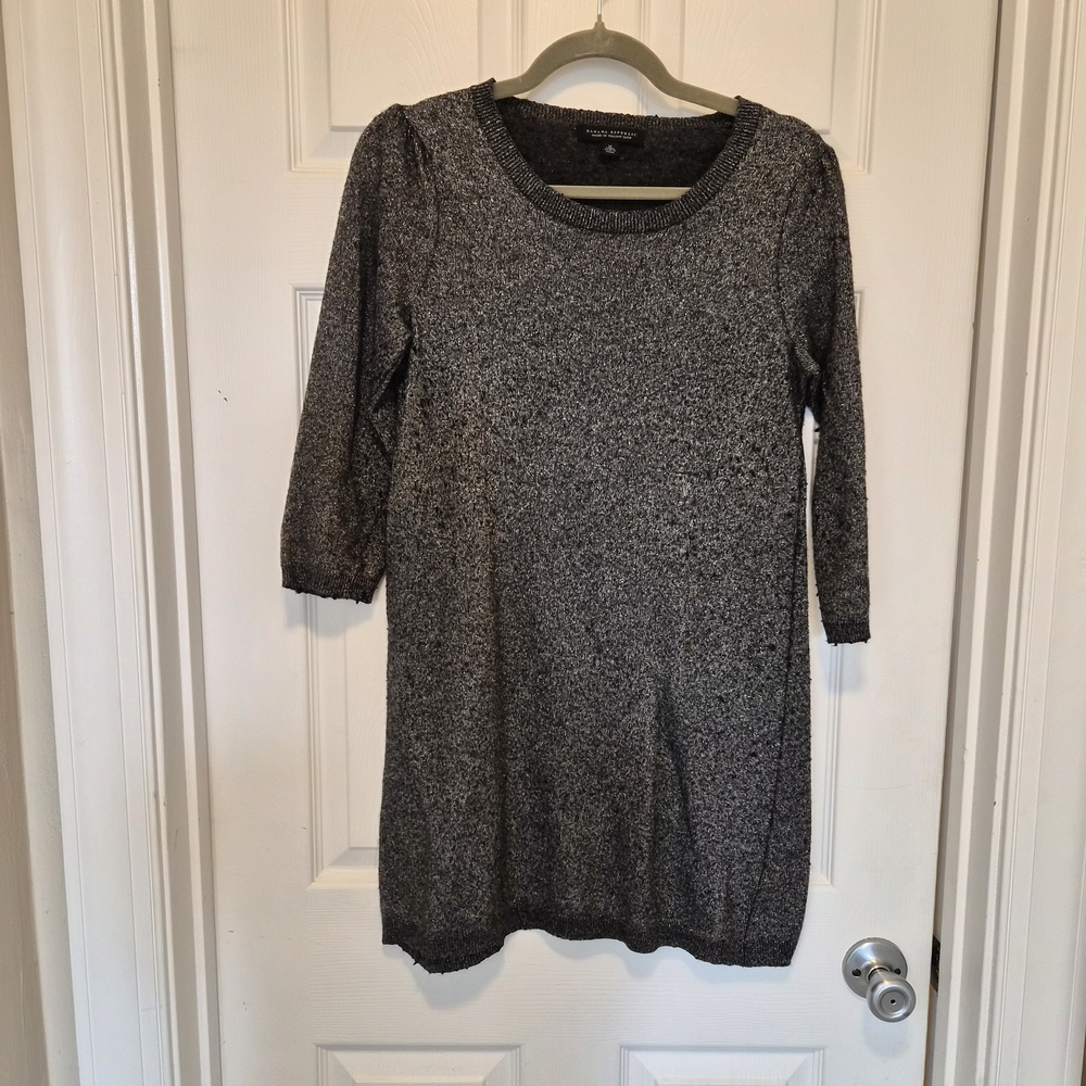 Banana Republic Womens Metallic Italian Yarn Sweater Gray Shimmer Medium Glitter